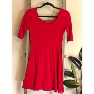 Red scallop dress